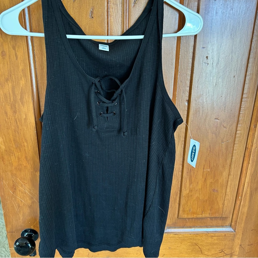 Black Lace-Up Tank Top